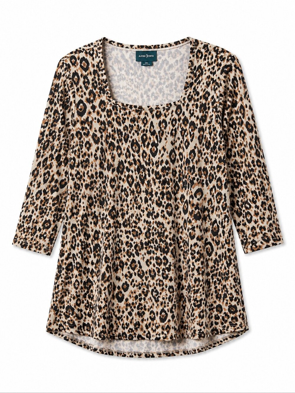 ESSENTIALS by MILANO Leopard Print 3/4 Sleeve Layered Blouse Size Large